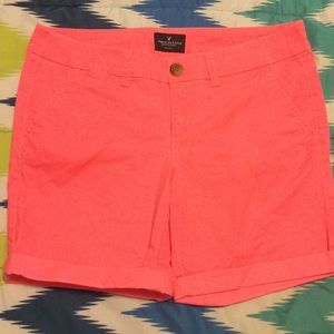 AE Neon Coral Bermuda Shorts